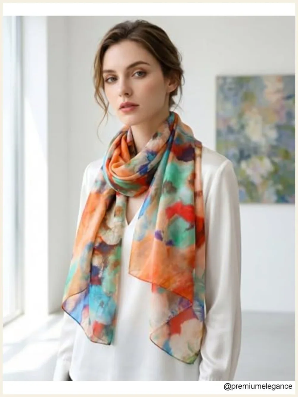 100% Mulberry Silk Scarf for Women, Large Floral Shawl Wrap, Lightweight &